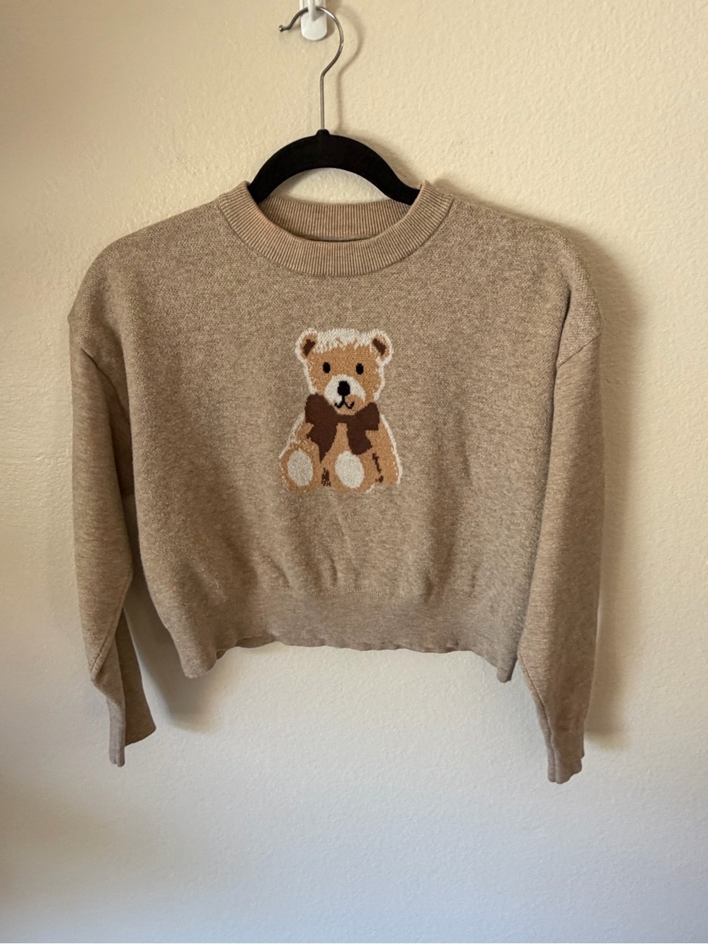 Charlotte Russe Beige Teddy Crewneck Sweater
